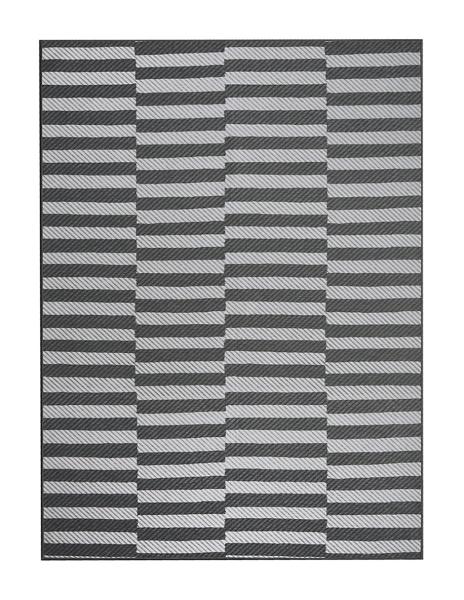 Tapete Alfombra Decorativo Lavable Tratti Offset Stripe Negro Crema - Fine Art Tj