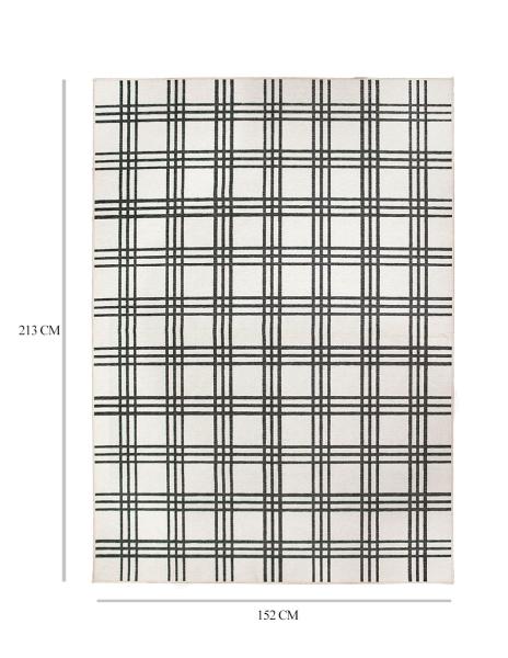 Tapete Alfombra Decorativo Lavable Cuadros Negro y Crema - Fine Art Tj