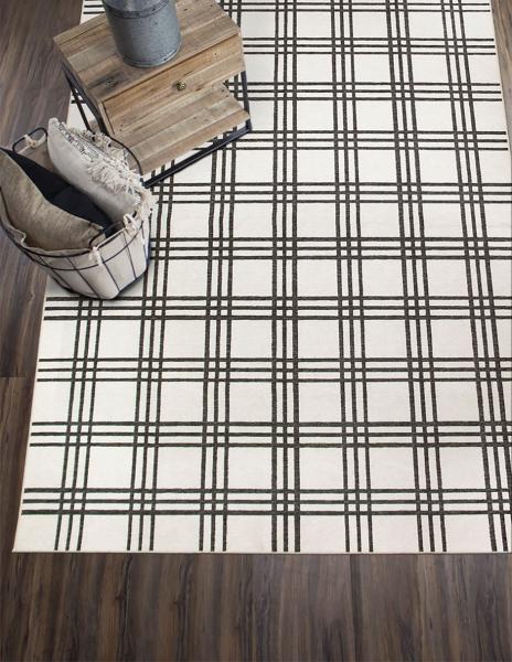 Tapete Alfombra Decorativo Lavable Cuadros Negro y Crema - Fine Art Tj