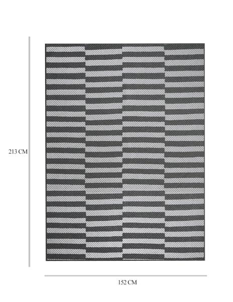 Tapete Alfombra Decorativo Lavable Tratti Offset Stripe Negro Crema - Fine Art Tj