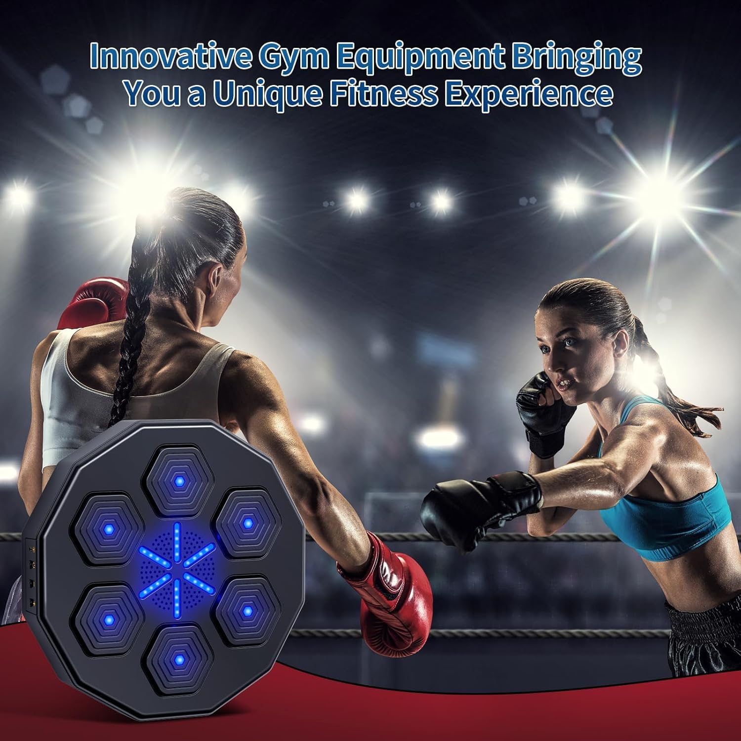 Máquina de Boxeo con Música Bluetooth Inteligente, Juego de Boxeo Montado En La Pared con Guantes de Boxeo, Objetivo de Boxeo Inteligente Recargable, Adecuado para Adultos Y Niños