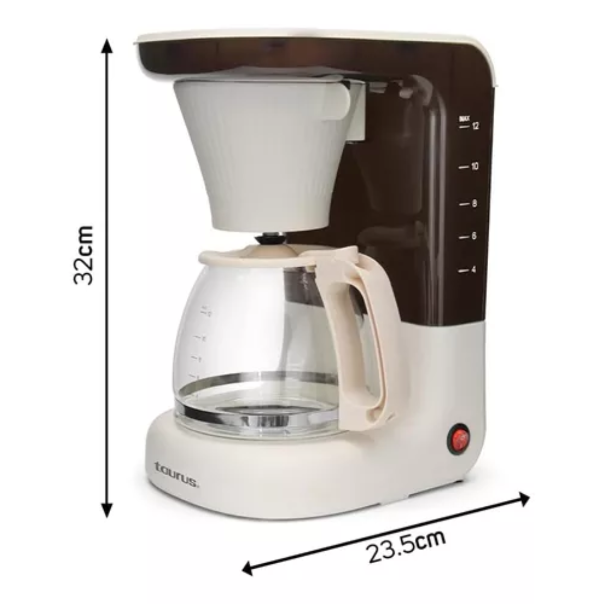  Cafetera Taurus Velvet ECO Con Filtro Lavable, Antigoteo, Para 12 Tazas, Beige