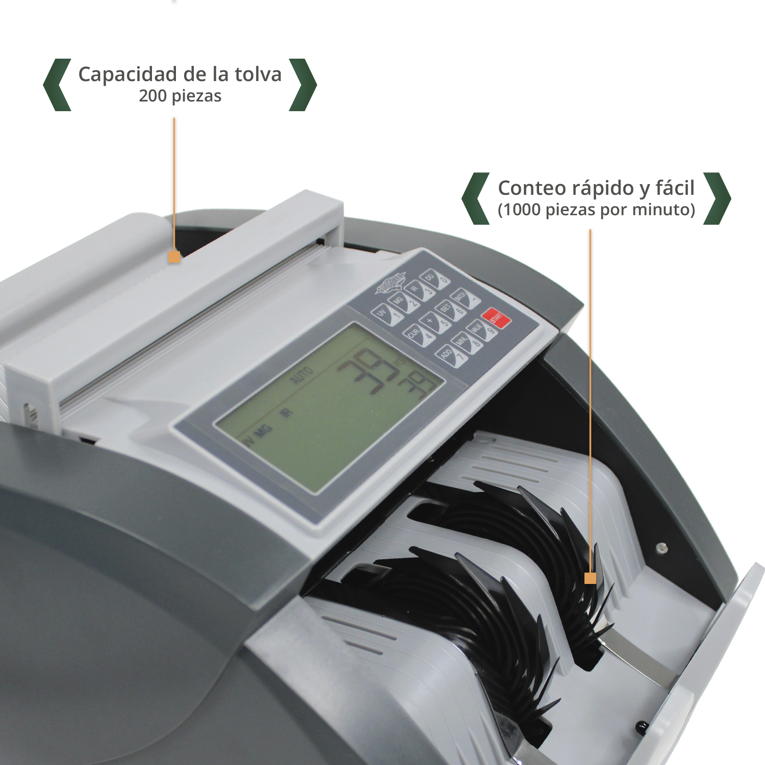 Contadora Billetes Digital 1000 Billetes por Minuto Con Detector de Billetes Falsos Clasificador por Denominacion Gutstark
