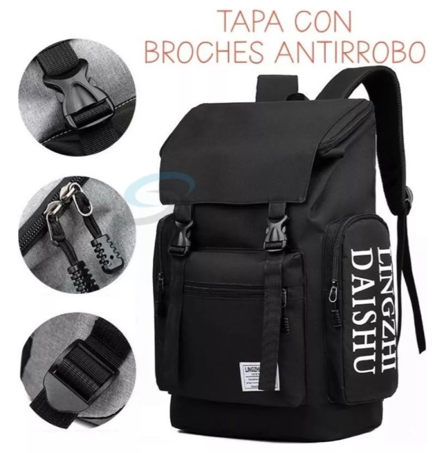 Mochila Back Pack Broche Antirrobo Casual Gym Viaje