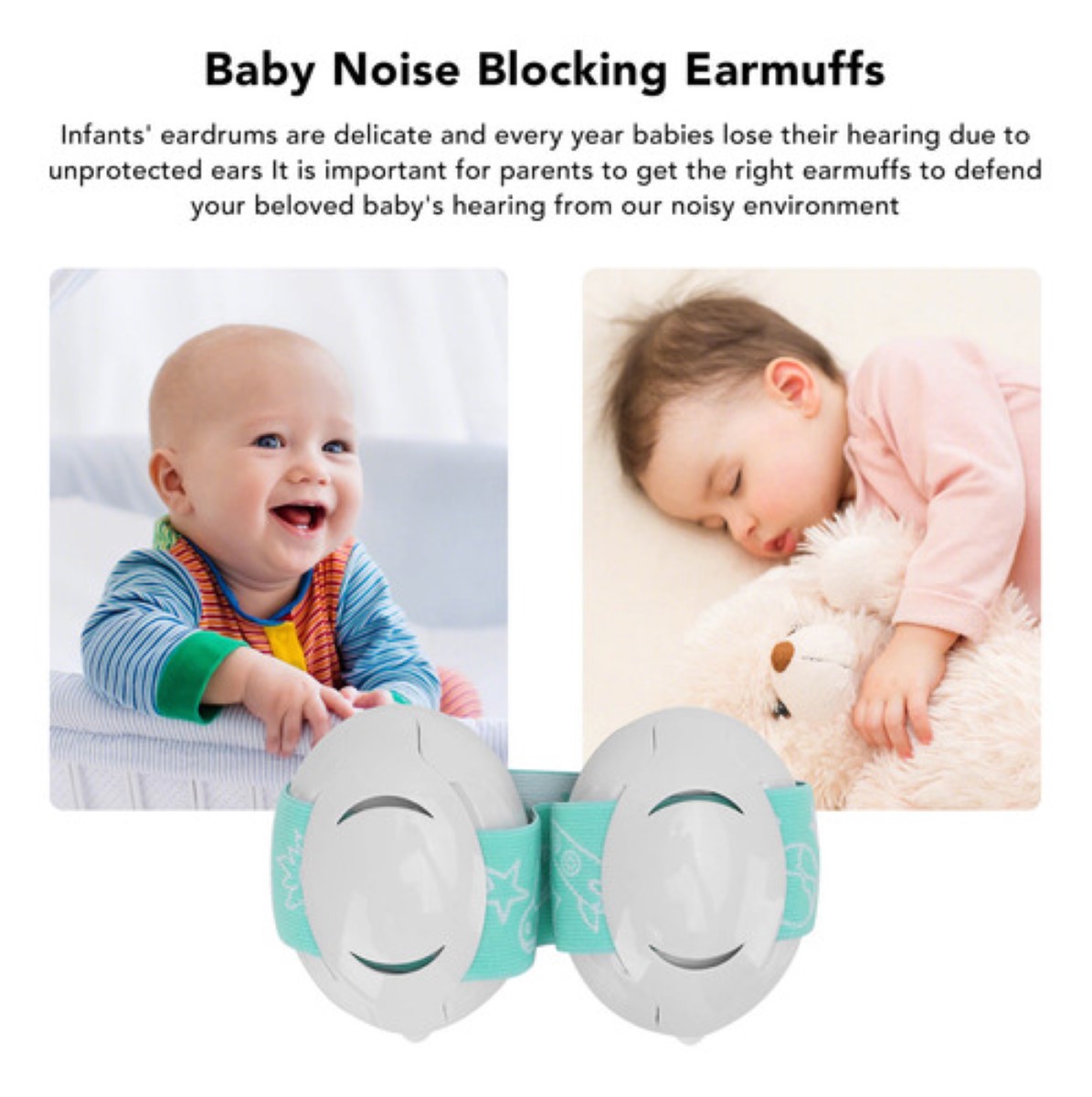 Orejeras Seguridad Para Bebés, Antiruido Protectores blanco/verde