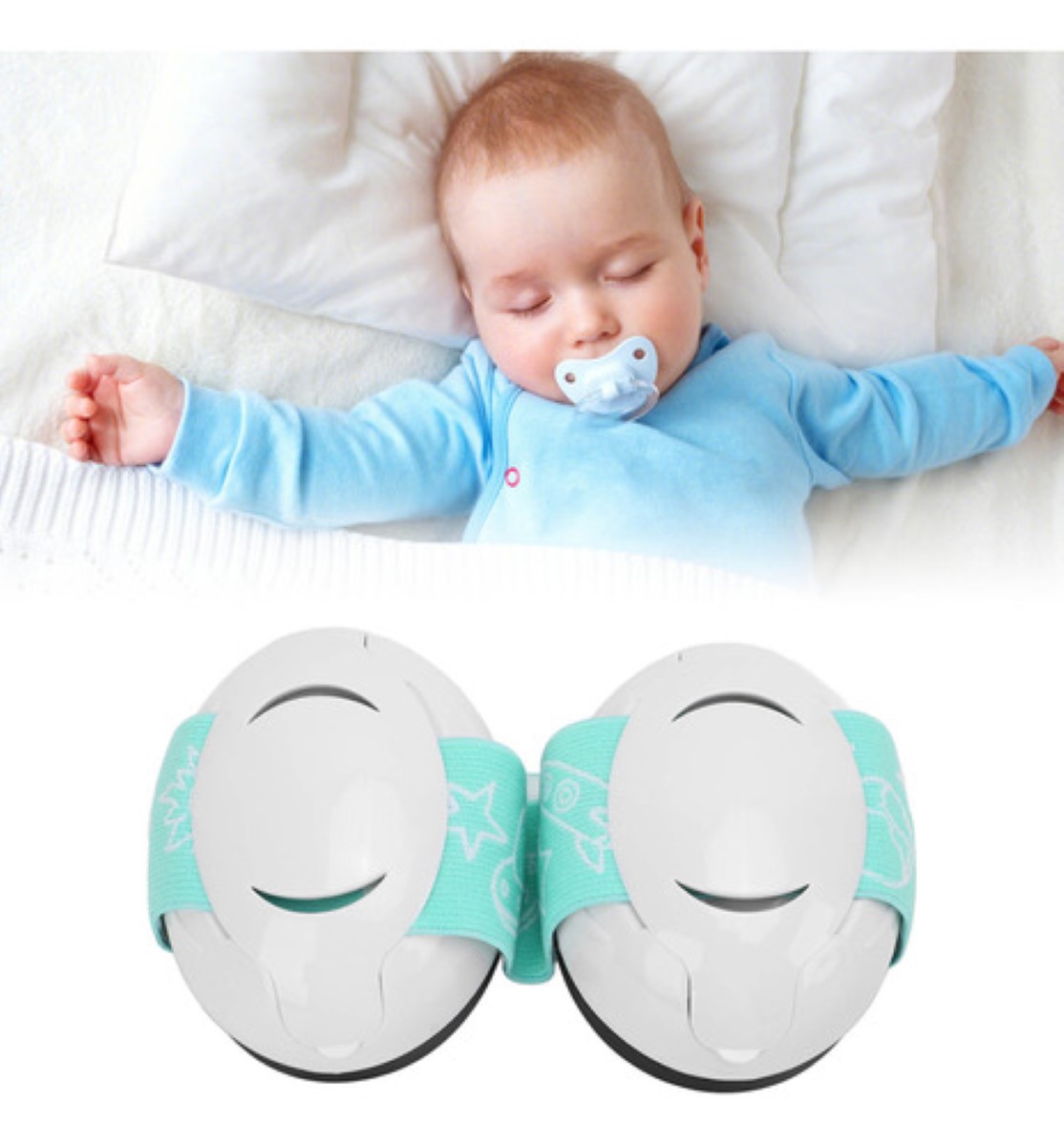 Orejeras Seguridad Para Bebés, Antiruido Protectores blanco/verde
