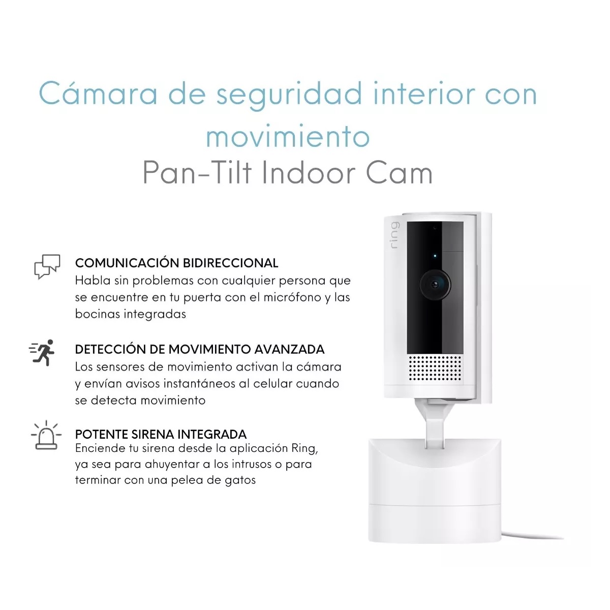 Cámara de seguridad interior con movimiento Ring Pan-Tilt Indoor Blanco