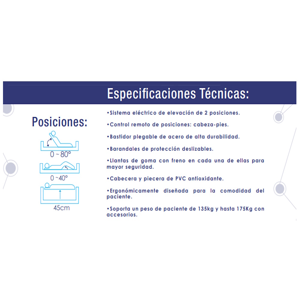 Cama Hospitalaria Eléctrica 2 Posiciones Base Rejilla Handy 