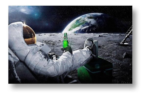 Cuadro Astronauta Con Cerveza Para Sala Oficina O Recamara