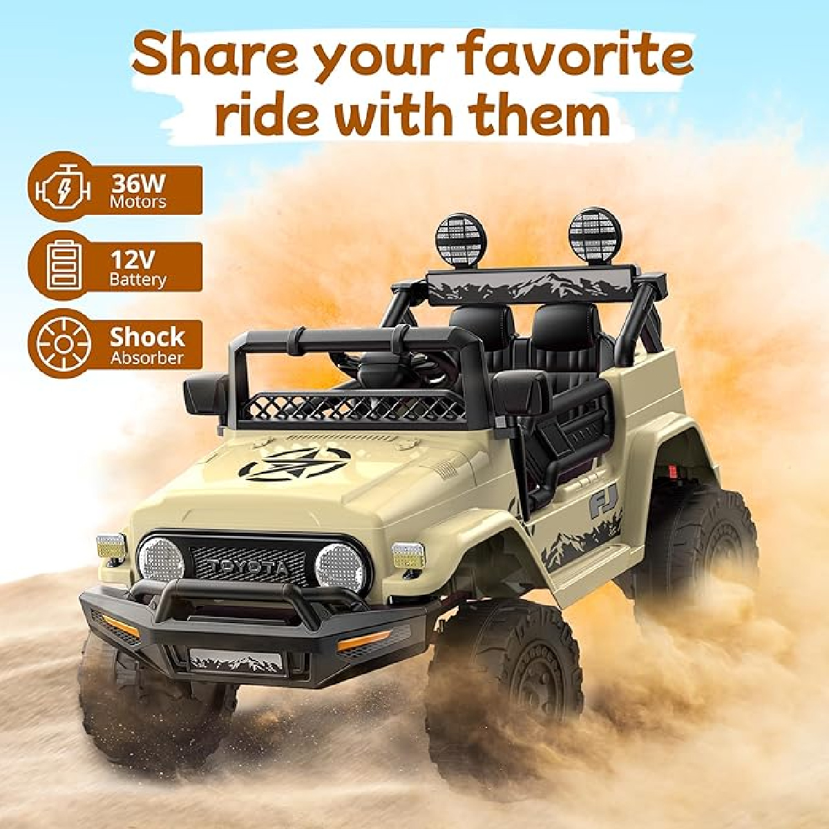 Montable Electrico Para Niños Toyota Fj Cruiser JJ2099 Le Monde Beige