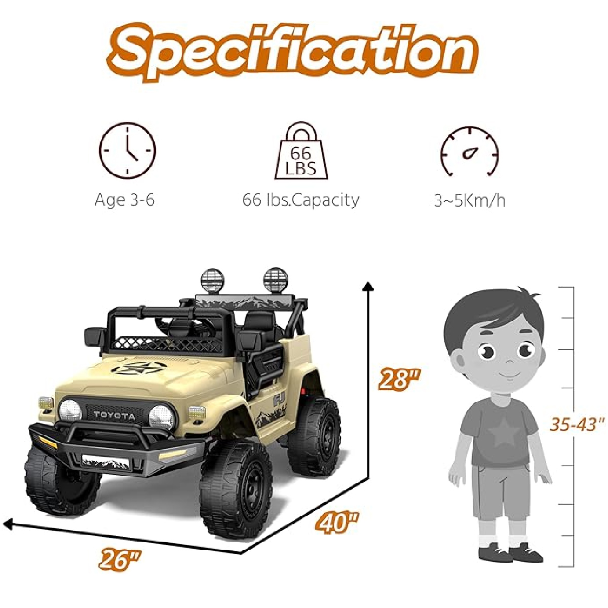 Montable Electrico Para Niños Toyota Fj Cruiser JJ2099 Le Monde Beige