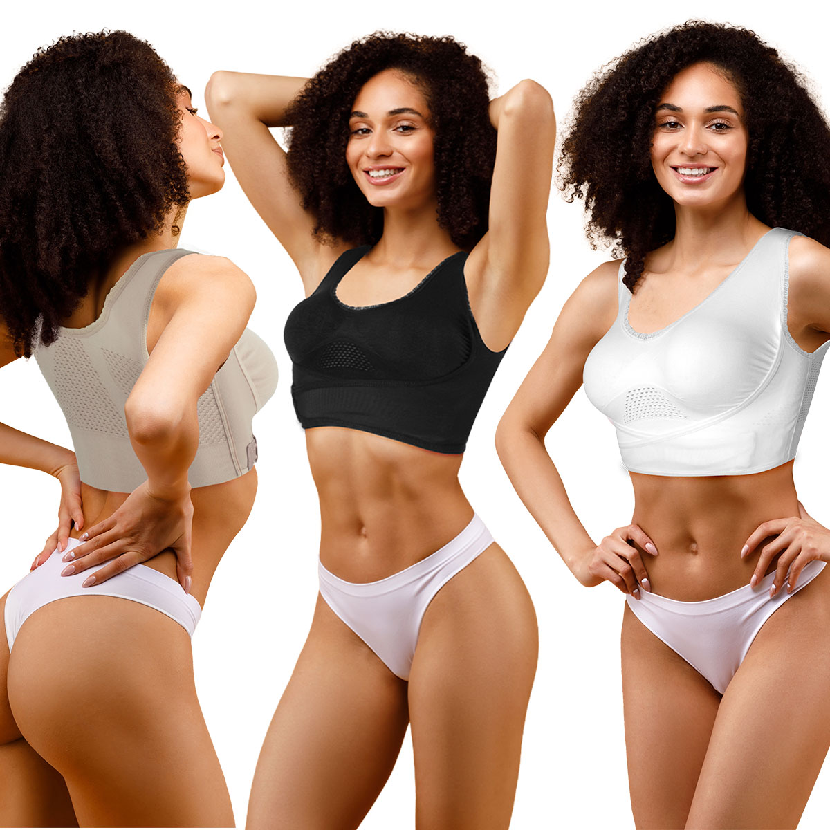 Brasier Push Up Sin Varillas Set de 3 piezas con soporte para busto y Control de rollos en laterales Passion Wear Bra elaborado en tejido Seamless.