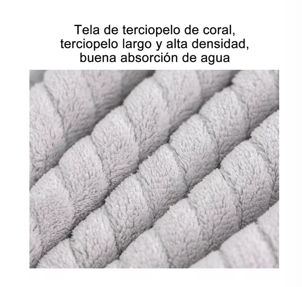 Set 2 Toallas Baño Lana Coral Suave De Alta Densidad gris 