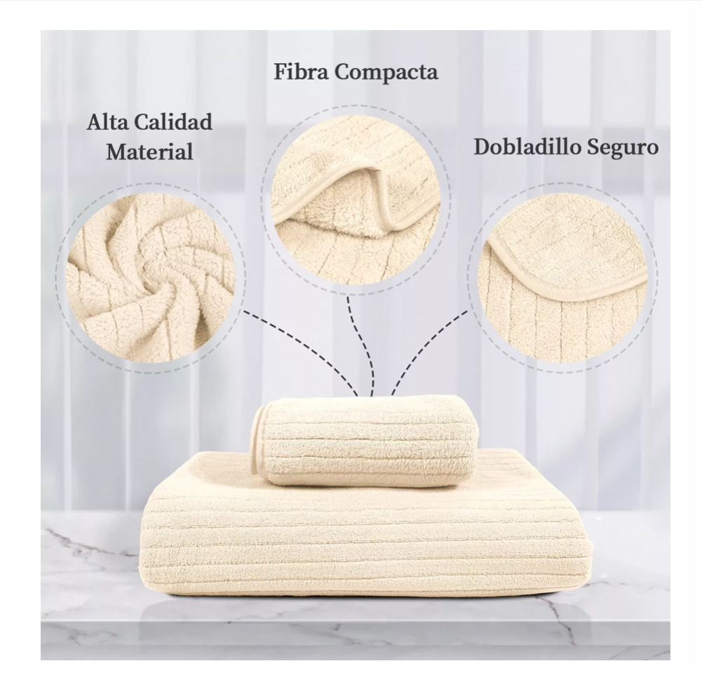 Set 2 Toallas Baño Lana Coral Suave De Alta Densidad amarillo