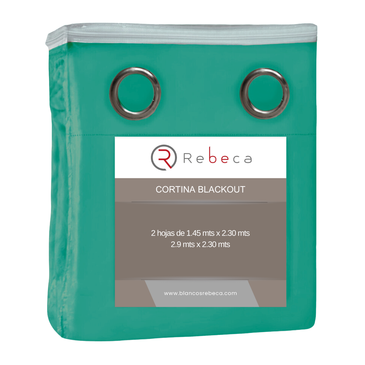 Cortina BlackOut Rebeca - 2 Paneles calidad Premium 95% Oscuridad- 290 x 230 cm de altura - Color Verde Agua