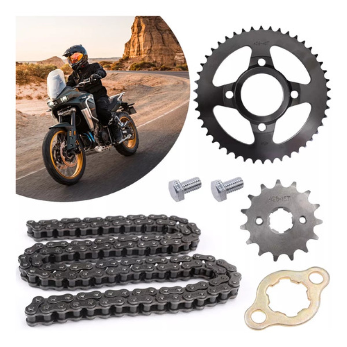 Kit De Arrastre Cadena Reforzada Italika Dm200 Negro