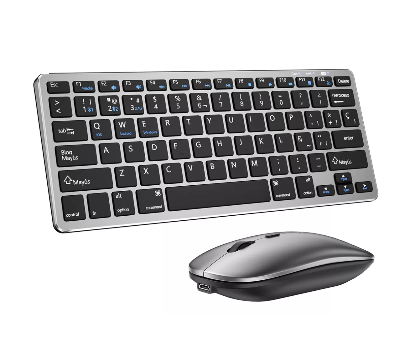 Teclado Y Mouse Bluetooth Inalámbrico Español Recargable