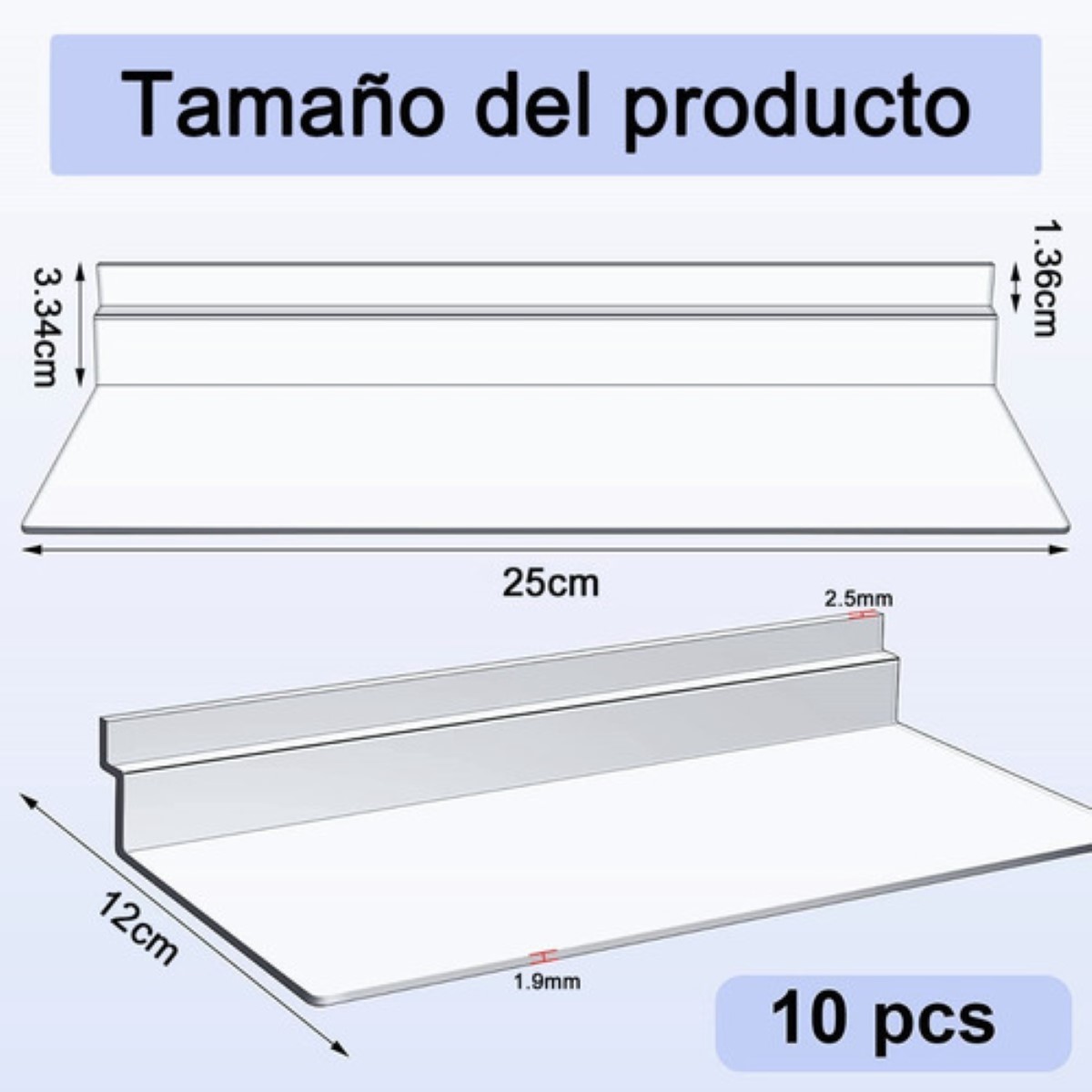 Exhibidor Para Zapatos Acrilico Para Panel Ranurado 10 Pcs transparente