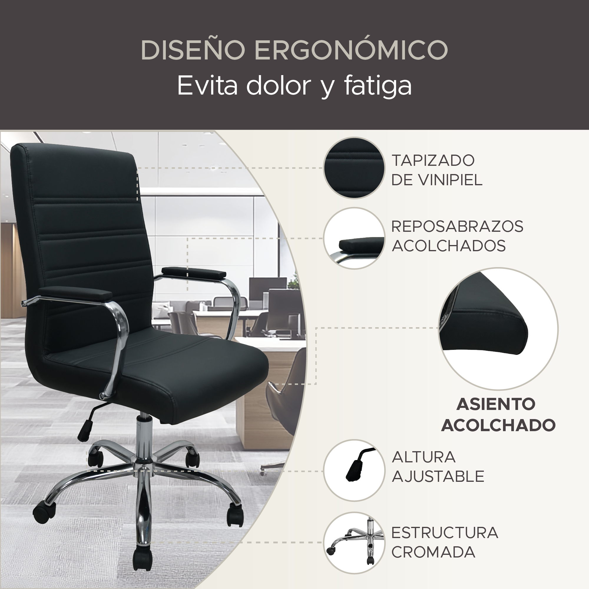 Silla de Oficina X-Pross Imperial Color Negro