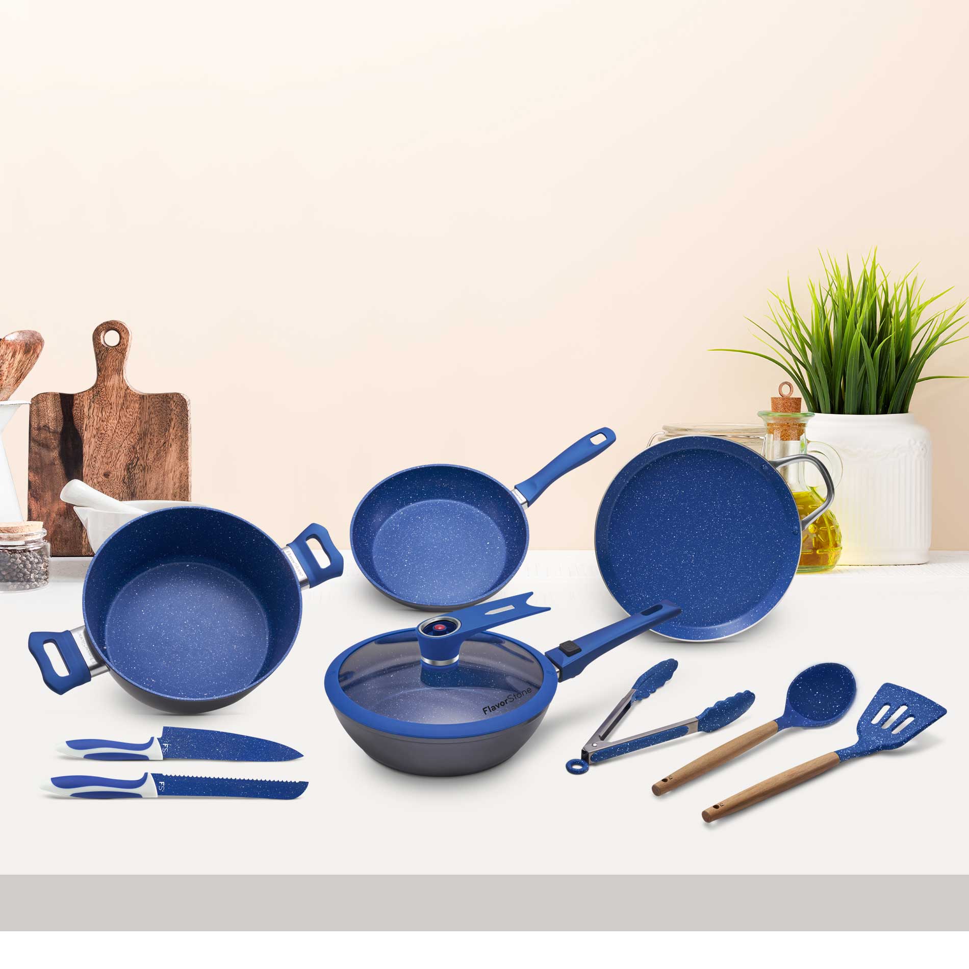 Batería de Cocina Master Deluxe de 24 cm 10 piezas color Azul