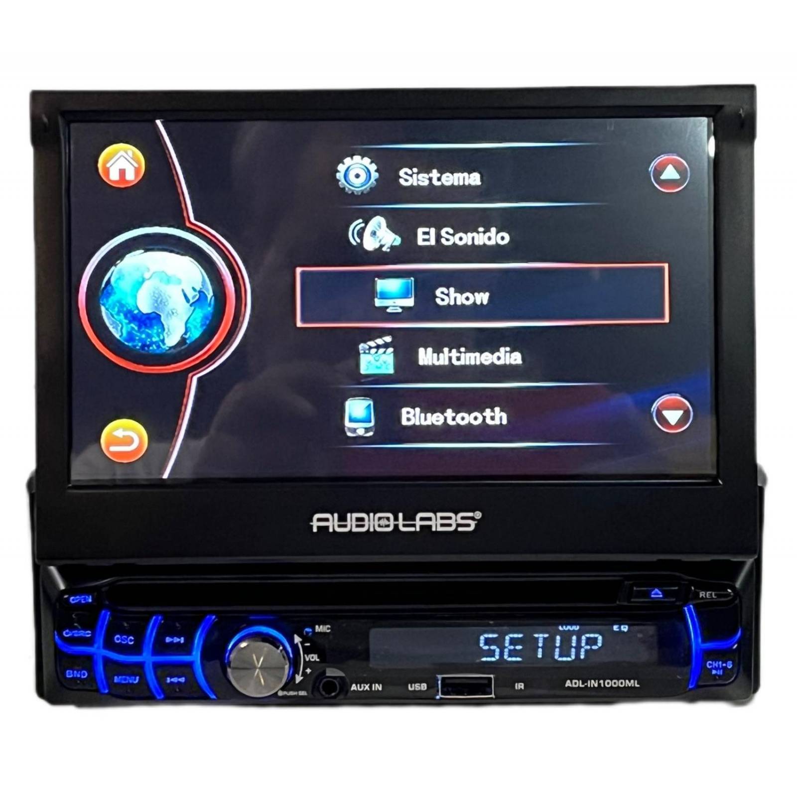 Estéreo 1 DIN Audio Labs ADL-IN1000ML con pantalla motoriza de 7 Pulg.