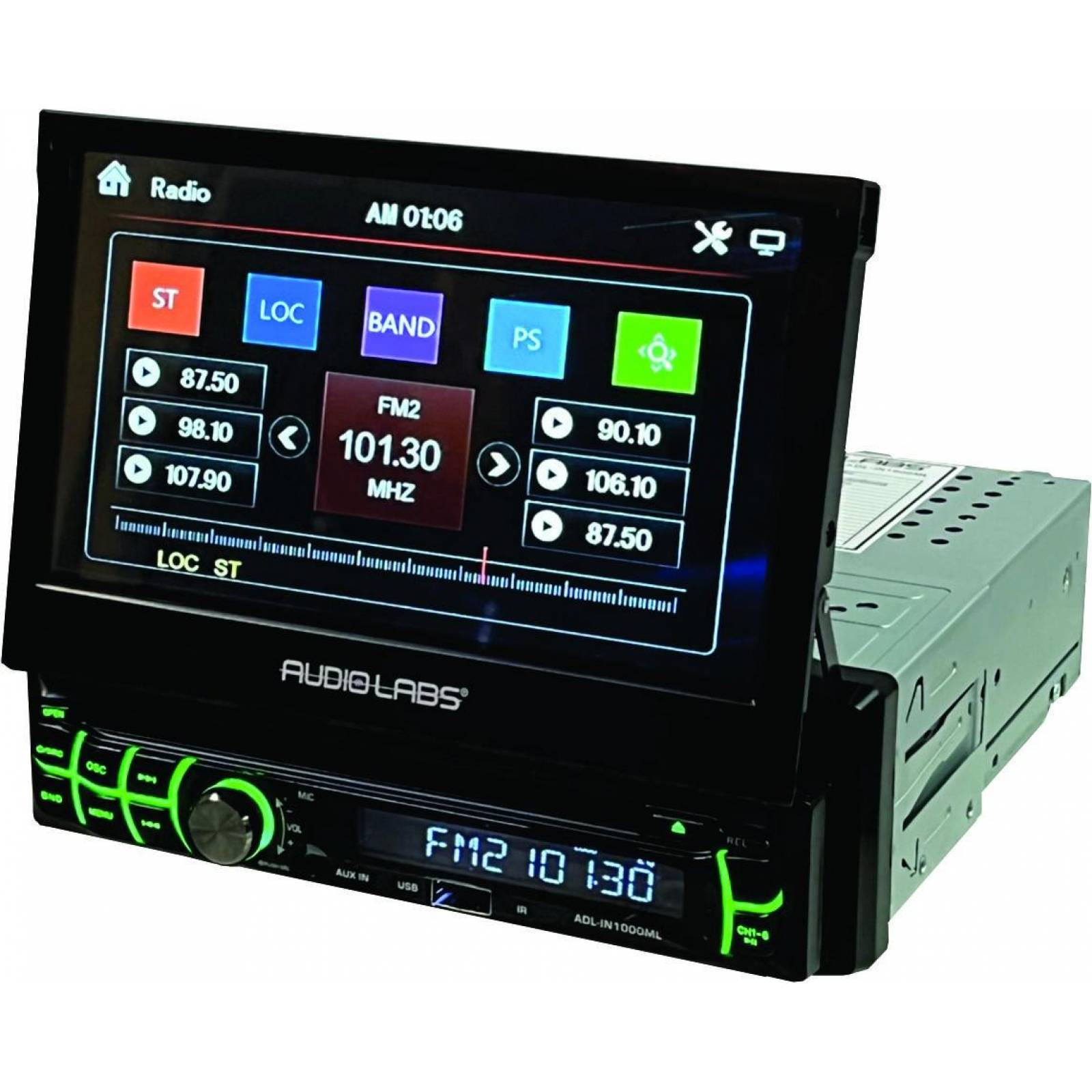 Estéreo 1 DIN Audio Labs ADL-IN1000ML con pantalla motoriza de 7 Pulg.