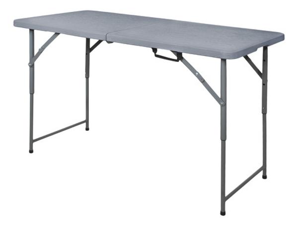 Mesa Plegable 122cm Portatil Portafolio Exterior Tipo Madera Gris Jardimex