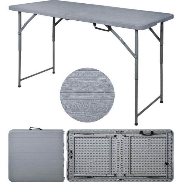 Mesa Plegable 122cm Portatil Portafolio Exterior Tipo Madera Gris Jardimex