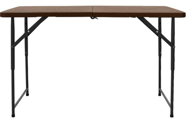 Mesa Plegable 122cm Portatil Portafolio Exterior Tipo Madera Café Jardimex