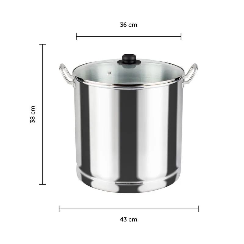 Vaporera Tamalera de Aluminio Tapa Vidrio 30 Lts Vasconia
