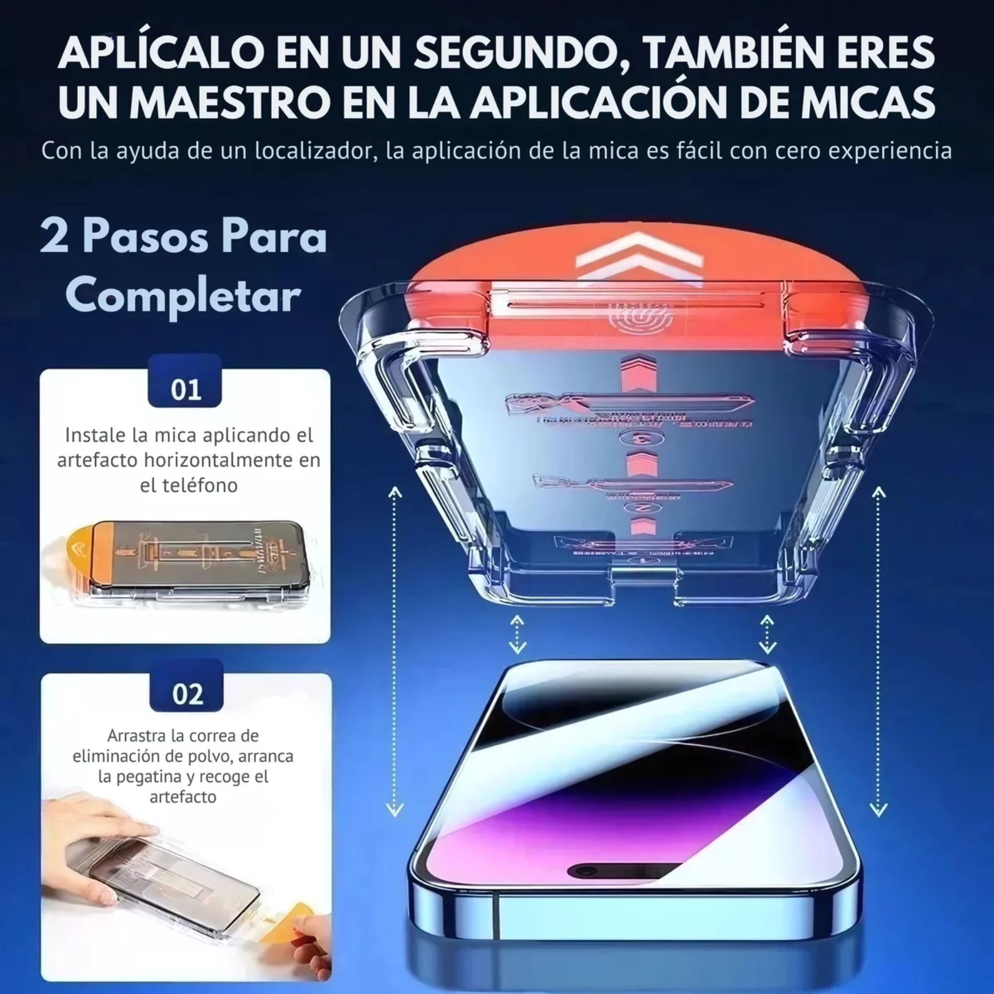 Mica Cristal Templado Premium Para iPhone Fácil Instalación Iphone 14 pro max/15 plus/16 plus