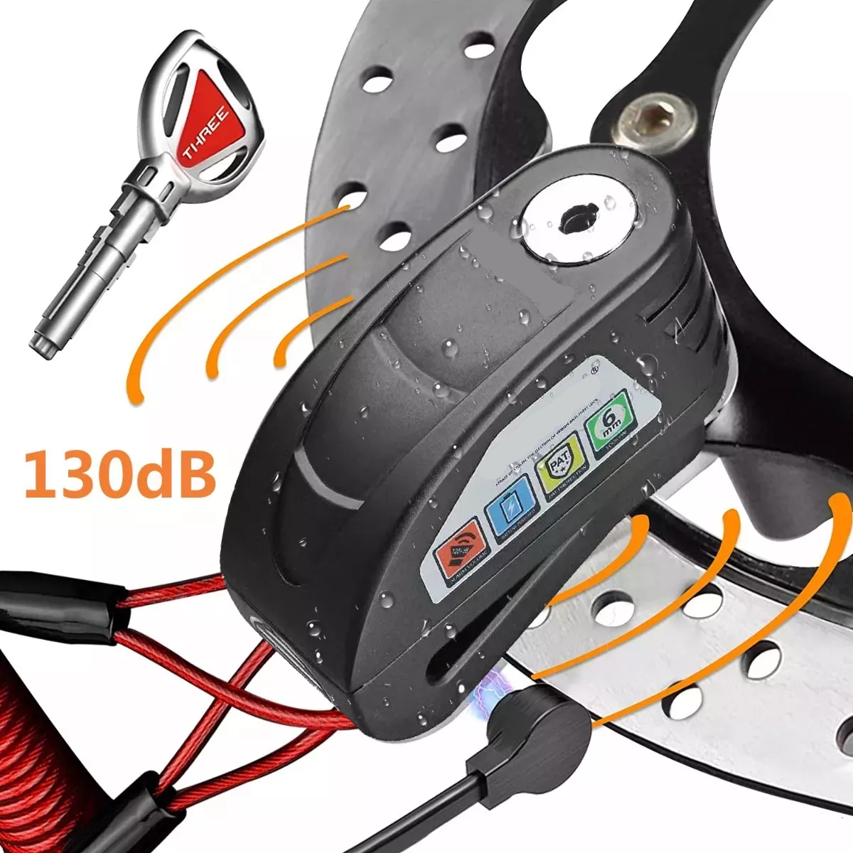 Alarma Moto Bloqueo Freno Disco Candado Recargable Ip65