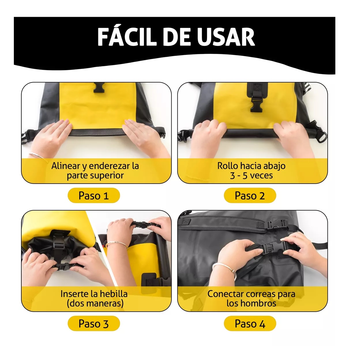 25l Mochila Impermeable Bolsa Seca Impermeable Kayak Camping Amarillo