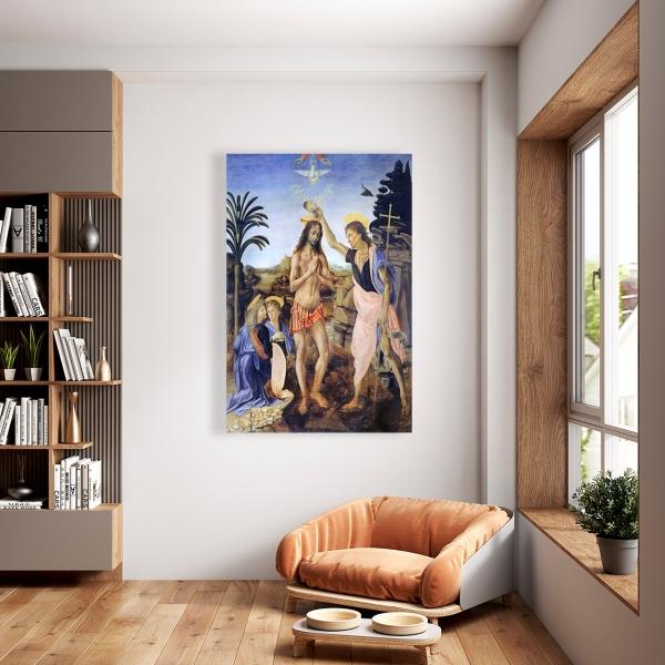 Cuadro Decorativo Canvas Religioso Bautismo de Cristo Verrocchio 135 x 90
