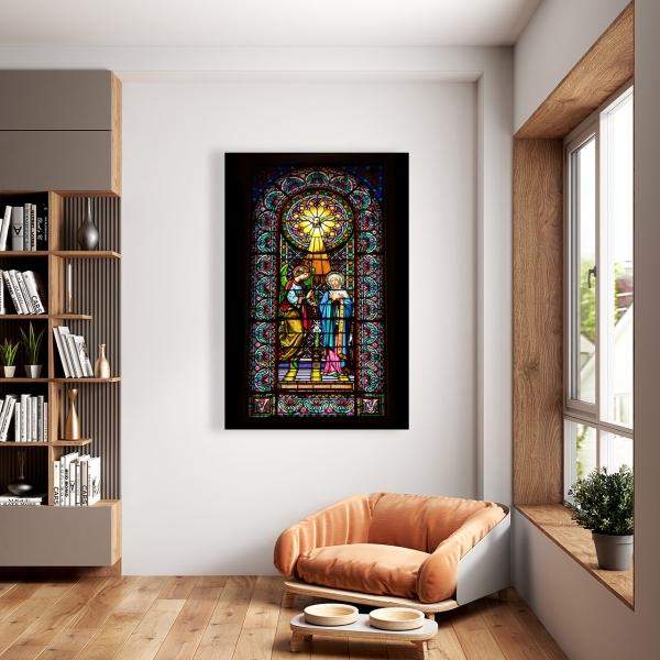 Cuadro Decorativo Canvas Religioso Vitral Espiritu Santo Virgen Maria 120 X 80