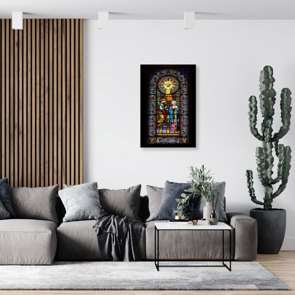 Cuadro Decorativo Canvas Religioso Vitral Espiritu Santo Virgen Maria 135 X 90