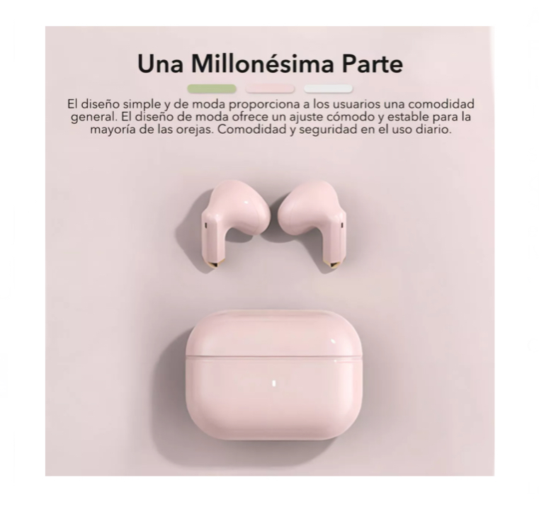 Auricular in-ear gamer inalámbrico Bluepods Mini 1 rosa con luz LED