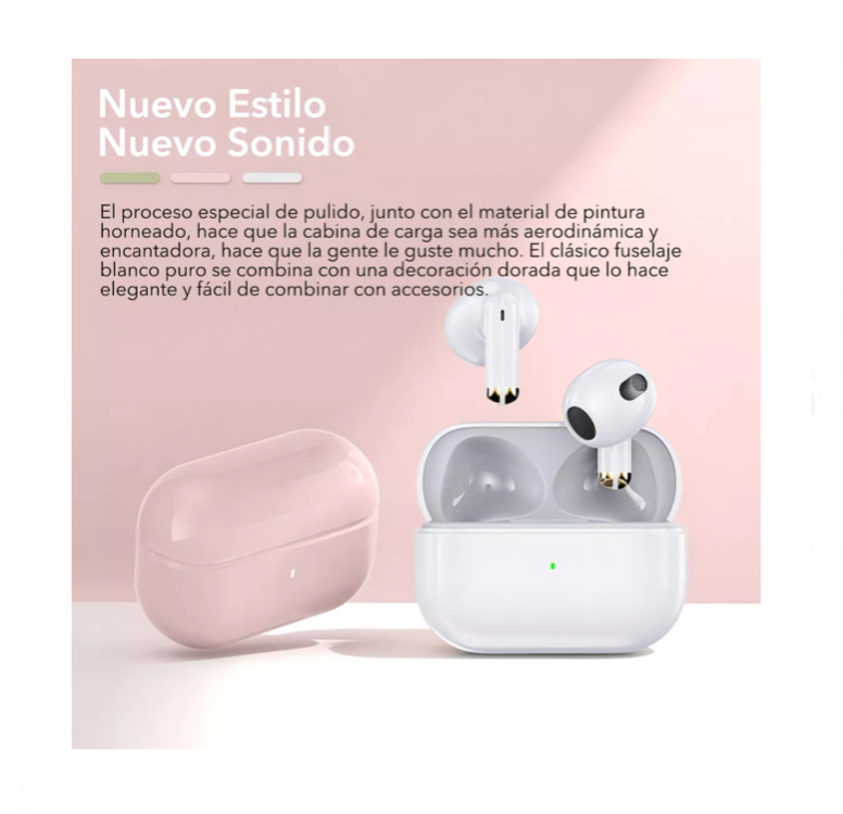 Auricular in-ear gamer inalámbrico Bluepods Mini 1 rosa con luz LED