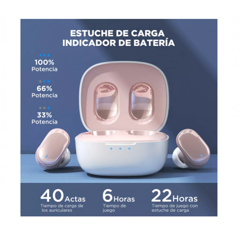 Auriculares In-Ear Gamer Inalámbricos  Rosa Con Luz Led Audifonos Manos Libres Audifonos Bluetooth Deportivos