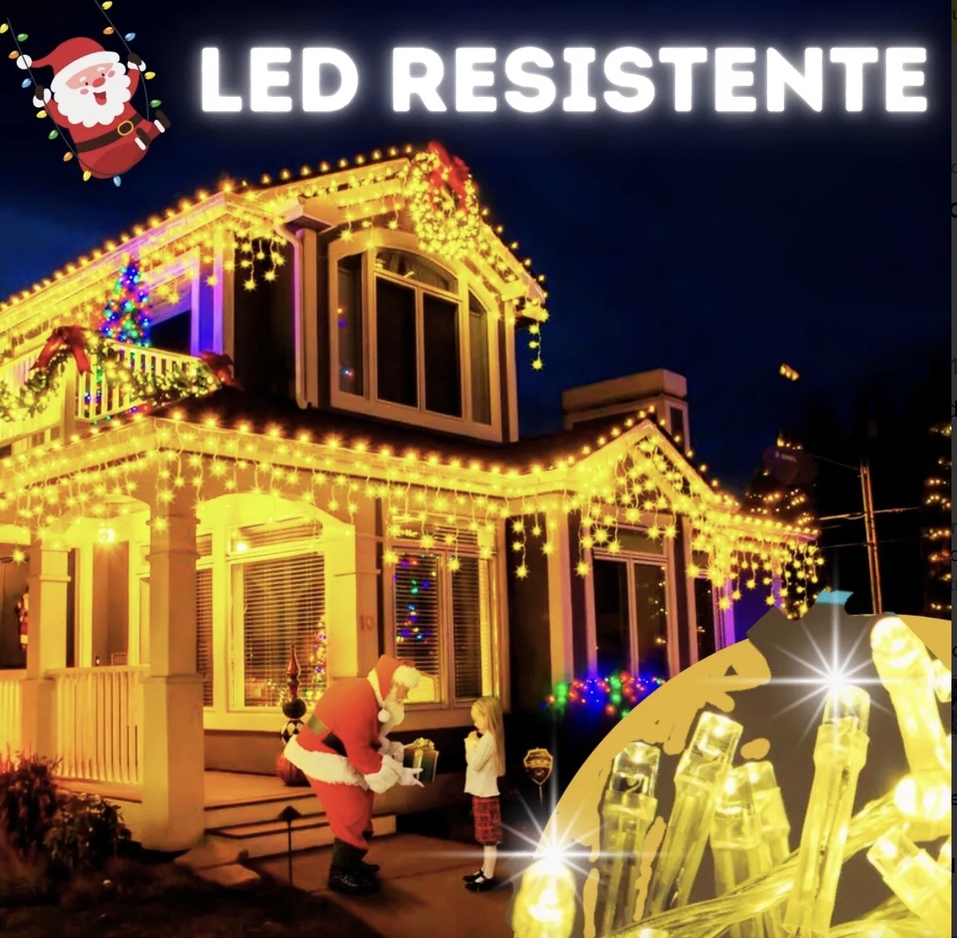 Cascada LED Navideña 500 Luces, 10 Metros para Exterior, Iluminación Festiva de Alta Calidad