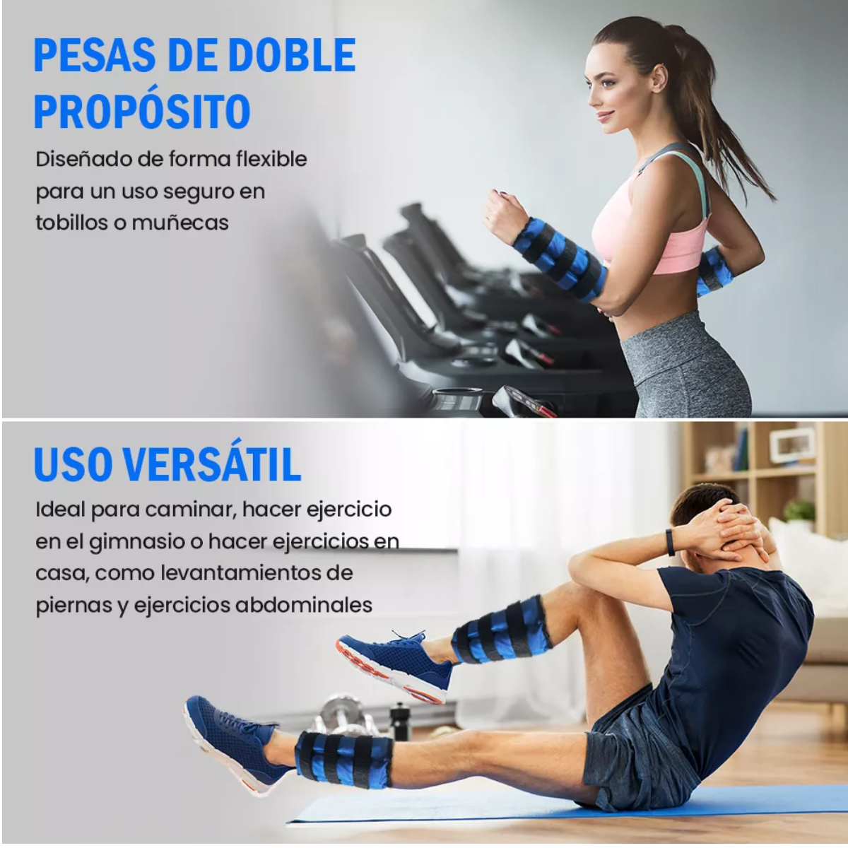 Pesas Fitness Par De Polainas 6kg Cada Una Para Tobillos Color Azul