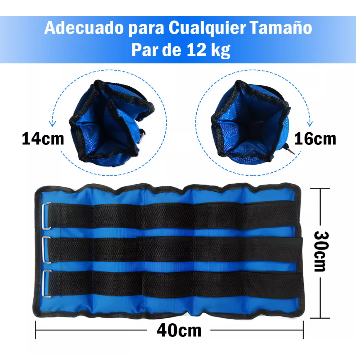 Pesas Fitness Par De Polainas 6kg Cada Una Para Tobillos Color Azul
