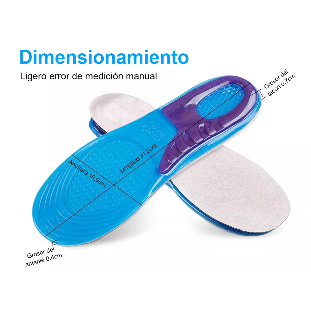 4 Pares Plantilla De Gel Para Ortopedica Absorción Eimpactos Talla L