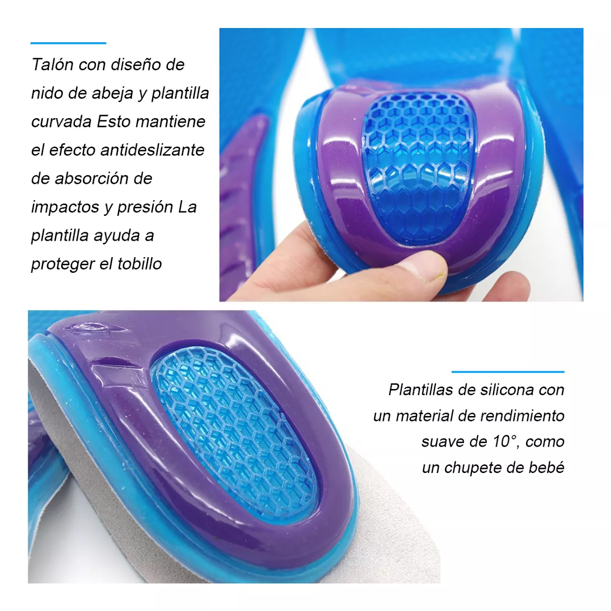 4 Pares Plantilla De Gel Para Ortopedica Absorción Eimpactos Talla L