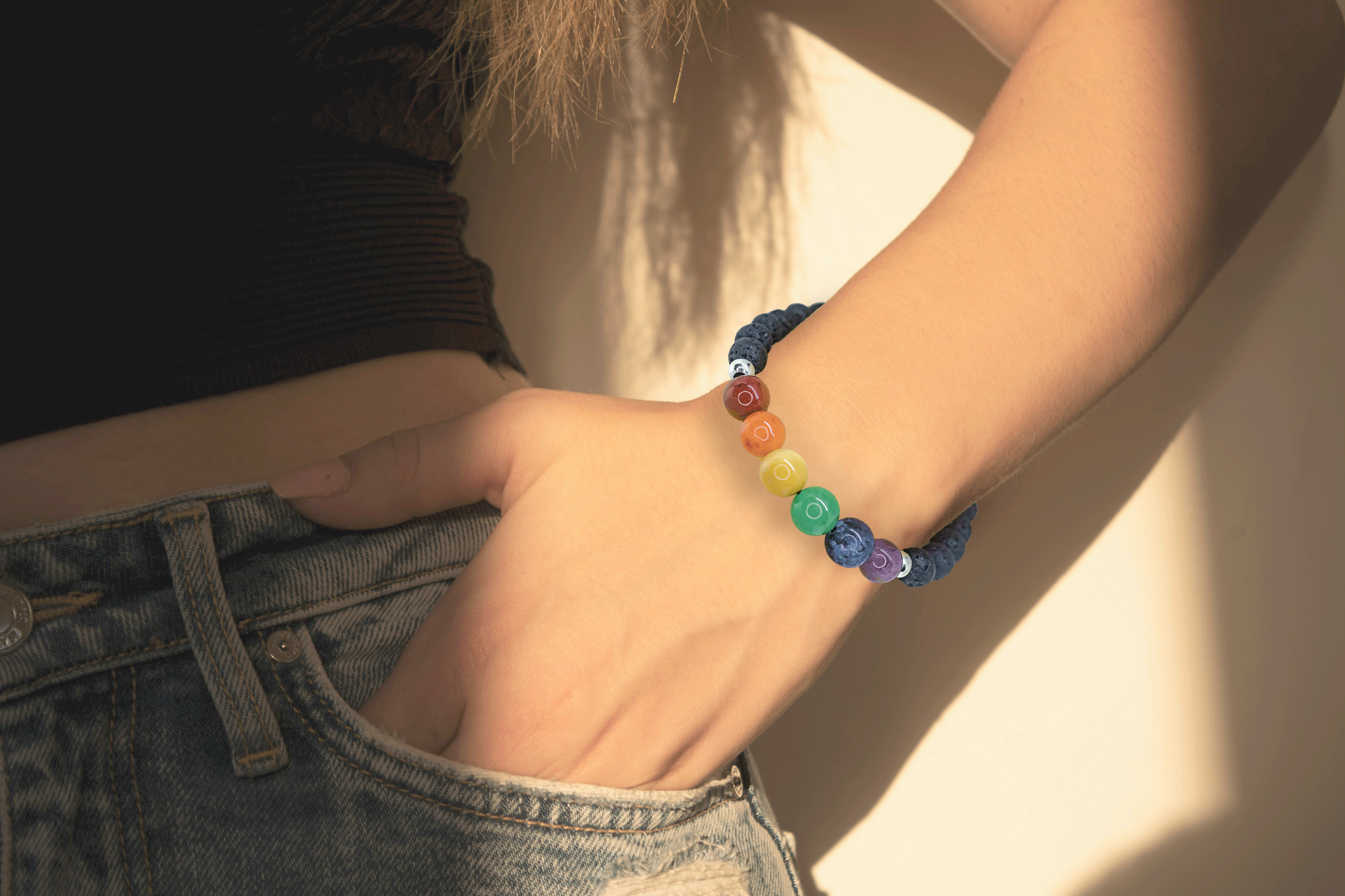 Pulsera Pride LGBT Cuarzos Naturales y Plata genuina.