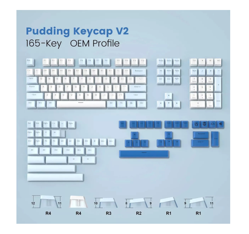 Pbt Keycaps Perfil Pbt Oem Para Teclado Gamer 165 Teclas