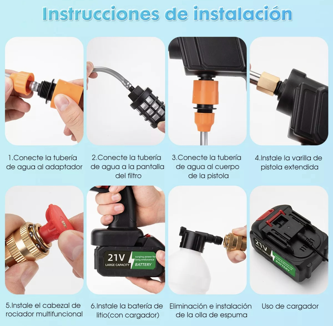 Pistola Lideep Lavadora De Alta Presso Coche Hidrolavadora Inalámbrico Alta 110v