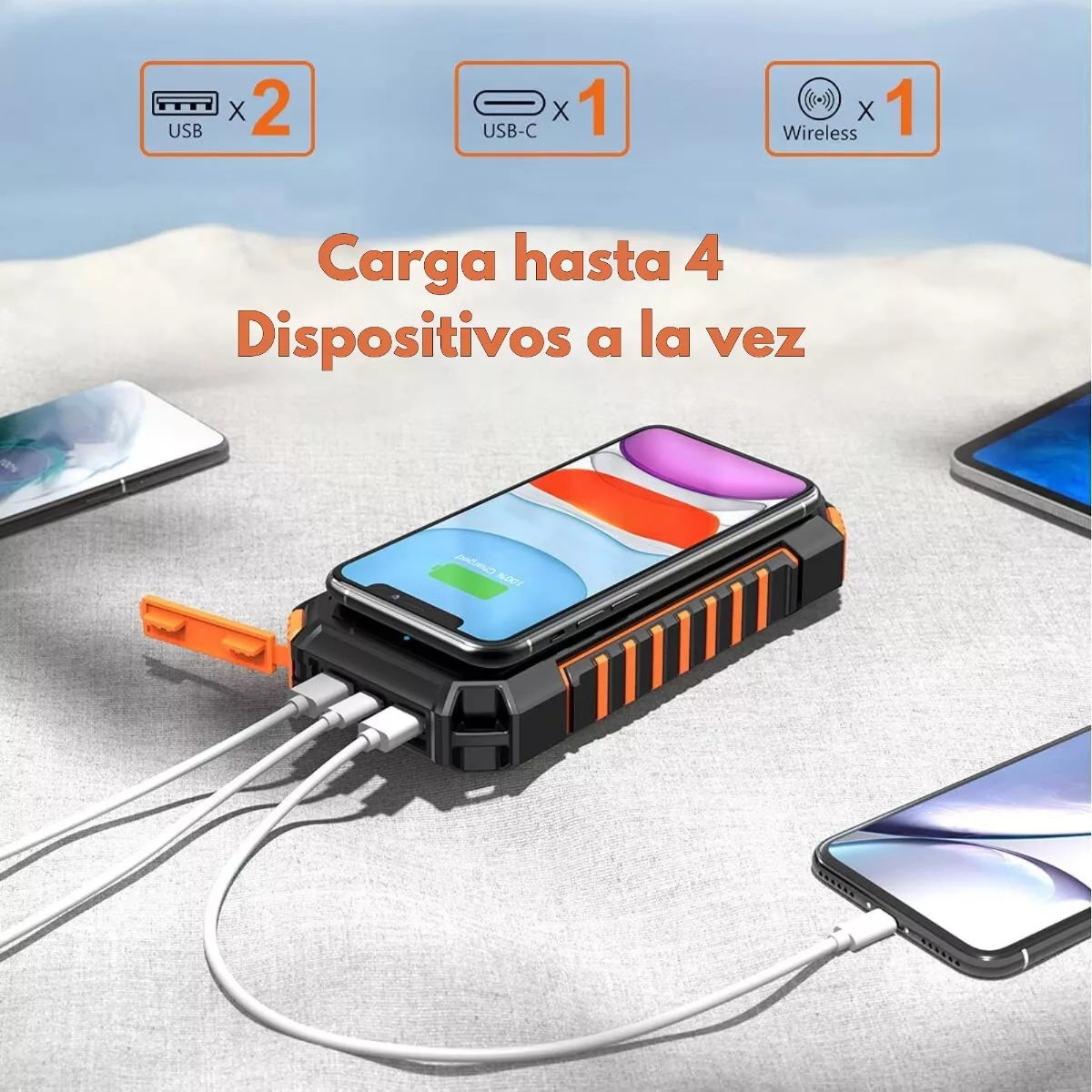 Power Bank Solar Blast Pro 20,000mah, Batería Portátil De Carga Inalámbrica
