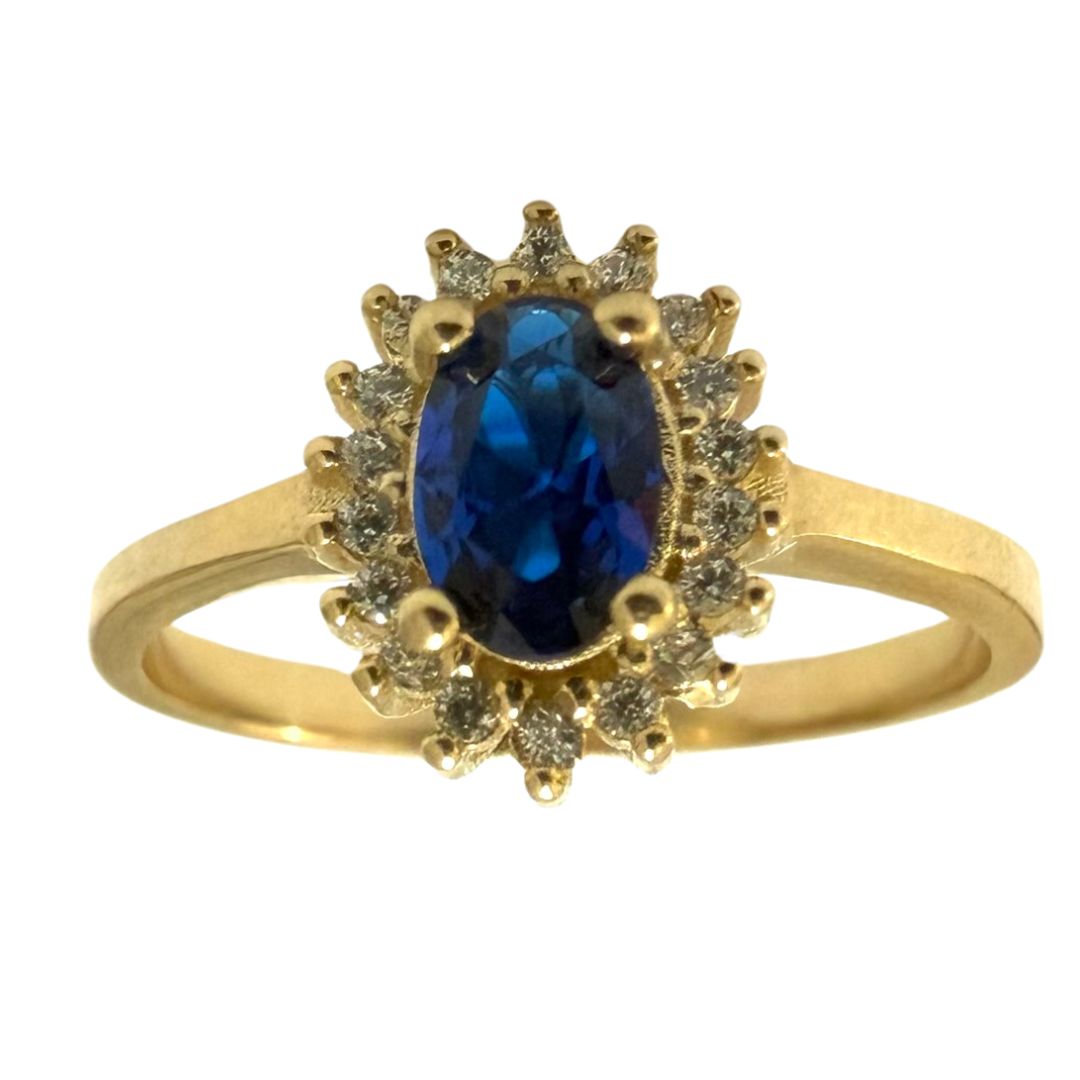 Anillo Compromiso Zafiro 14k. Oro Fino Joyería.