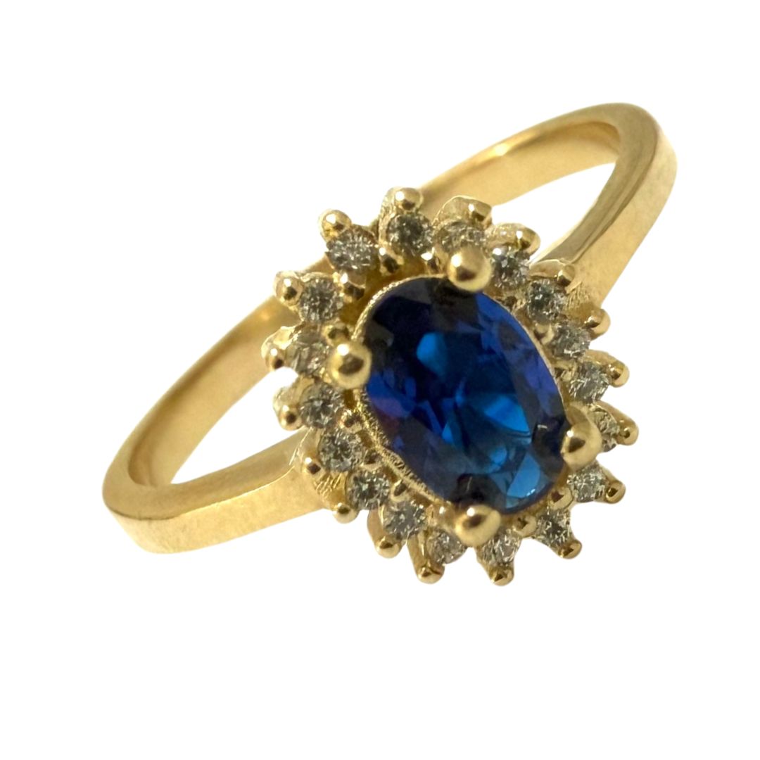 Anillo Compromiso Zafiro 14k. Oro Fino Joyería.